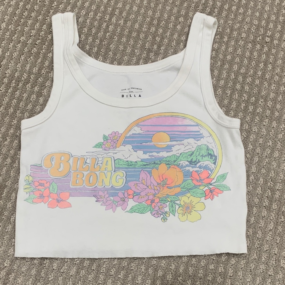 Billabong White Tank Top with Floral Print